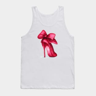 Ladies Red High Heels Shoes Tank Top